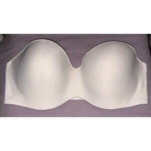 Lilyette White Full Figure Full Coverage Underwire Strapless Bra, Size 38DD